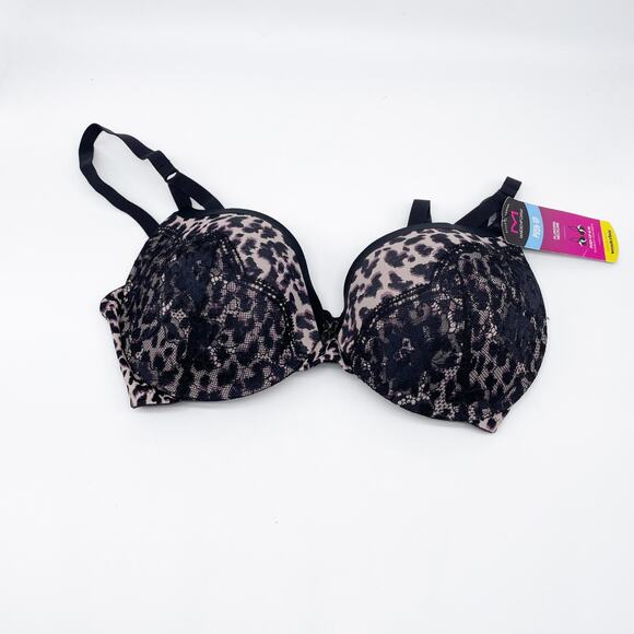 Maidenform Women's Underwire Demi Bra Smoothing Lace-trim Animal Print Bra 34D - Picture 1 of 4